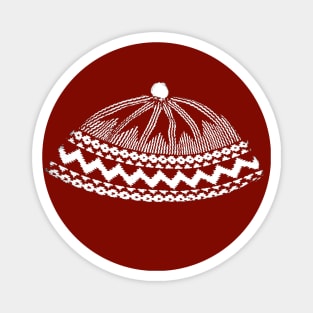 Kufi Haji Muslim Hat Dark Red Design Magnet